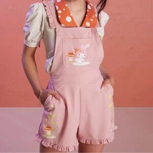 My Melody Mushroom Pink Ruffle Shortalls NWT! Hot Topic